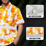Hi Vis Hawaiian Shirt Reflective Tapes Yellow Neon Flowers Custom Name Safety Workwear For Workers, Truckers, Operators
