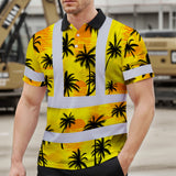 Hi Vis Polo Shirt Reflective Tapes Yellow Neon Flowers Custom Name Safety Workwear Workers, Truckers, Operators