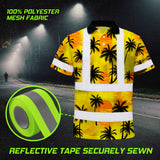 Hi Vis Polo Shirt Reflective Tapes Yellow Neon Flowers Custom Name Safety Workwear Workers, Truckers, Operators