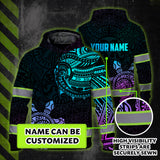 Hi Vis Hoodie Reflective Gradient Polynesian Turtle Hawaiian Custom Name Safety Workwear