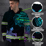 Hi Vis Hoodie Reflective Gradient Polynesian Turtle Hawaiian Custom Name Safety Workwear