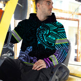 Hi Vis Hoodie Reflective Gradient Polynesian Turtle Hawaiian Custom Name Safety Workwear