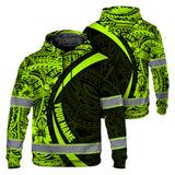 Hi Vis Hoodie Reflective Tapes Hawaiian Polynesian Tribal Custom Name Safety Workwear