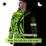 Hi Vis Hoodie Reflective Tapes Hawaiian Polynesian Tribal Custom Name Safety Workwear