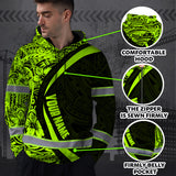 Hi Vis Hoodie Reflective Tapes Hawaiian Polynesian Tribal Custom Name Safety Workwear