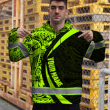Hi Vis Hoodie Reflective Tapes Hawaiian Polynesian Tribal Custom Name Safety Workwear