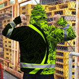 Hi Vis Hoodie Reflective Tapes Hawaiian Polynesian Tribal Custom Name Safety Workwear