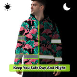 Hi Vis Hoodie Reflective Tapes Pink Flamingo Flower Hawaiian Custom Name Safety Workwear