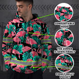 Hi Vis Hoodie Reflective Tapes Pink Flamingo Flower Hawaiian Custom Name Safety Workwear