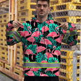 Hi Vis Hoodie Reflective Tapes Pink Flamingo Flower Hawaiian Custom Name Safety Workwear