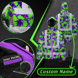 Hi Vis Jacket Waterproof Reflective Tapes Green Neon And Violet Flowers Custom Name Safety Workwear For Workers, Truckers, Operators