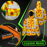 Hi Vis Jacket Waterproof Reflective Tapes Orange Neon And Yellow Flowers Custom Name Safety Workwear For Workers, Truckers, Operators