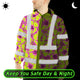 Pink Neon And Lime Flowers Hi-Vis Waterproof Jacket