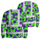 Green Neon And Violet Flowers Hi-Vis Long Sleeve Shirt