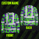 Green Neon And Violet Flowers Hi-Vis Long Sleeve Shirt