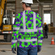 Green Neon And Violet Flowers Hi-Vis Long Sleeve Shirt