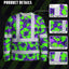 Green Neon And Violet Flowers Hi-Vis Long Sleeve Shirt