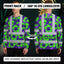 Green Neon And Violet Flowers Hi-Vis Long Sleeve Shirt