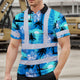 Blue Neon Flowers 4 Hi-Vis Polo Shirt