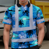 Hi Vis Polo Shirt Reflective Tapes Blue Neon Flowers 4 Custom Name