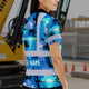 Blue Neon Flowers 4 Hi-Vis Polo Shirt