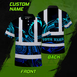 Hi Vis Polo Shirt Reflective Tapes Gradient Turtle Hawaiian Polynesian Tribal Custom Name
