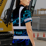 Hi Vis Polo Shirt Reflective Tapes Gradient Turtle Hawaiian Polynesian Tribal Custom Name