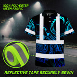 Hi Vis Polo Shirt Reflective Tapes Gradient Turtle Hawaiian Polynesian Tribal Custom Name