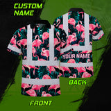 Hi Vis Polo Shirt Reflective Tapes Hawaii Flamingo Custom Name Safety Workwear For Workers, Truckers, Operators