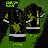 Hi Vis Polo Shirt Reflective Tapes Lime Neon Hawaiian Polynesian Tribal Custom Name