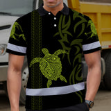 Hi Vis Polo Shirt Reflective Tapes Lime Neon Hawaiian Polynesian Tribal Custom Name