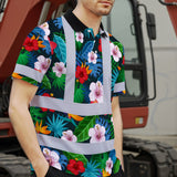 Hi Vis Polo Shirt Reflective Tapes Neon Pink Flowers Custom Name
