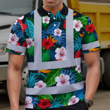 Hi Vis Polo Shirt Reflective Tapes Neon Pink Flowers Custom Name
