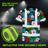 Hi Vis Polo Shirt Reflective Tapes Neon Pink Flowers Custom Name
