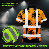 Hi Vis Polo Shirt Reflective Tapes Orange And Black Flowers Custom Name And Logo Safety Workwear For Workers, Truckers, Operators, Company