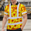Orange Neon And Yellow Flowers Hi-Vis Polo Shirt