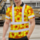 Orange Neon And Yellow Flowers Hi-Vis Polo Shirt