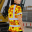 Orange Neon And Yellow Flowers Hi-Vis Polo Shirt