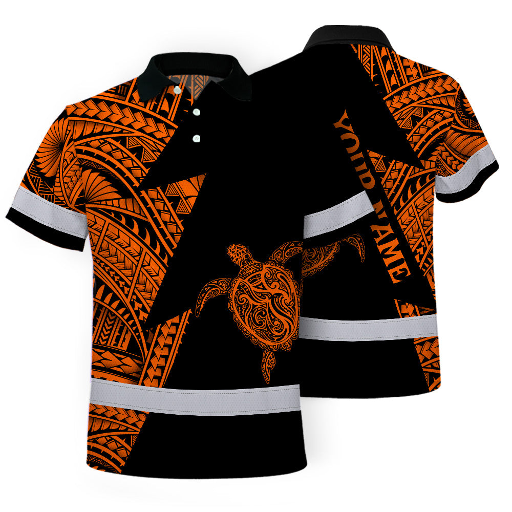 Hi Vis Polo Shirt  Reflective Tapes Orange Neon Turtle Hawaii Custom Name