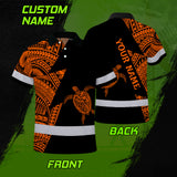 Hi Vis Polo Shirt  Reflective Tapes Orange Neon Turtle Hawaii Custom Name