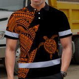 Hi Vis Polo Shirt  Reflective Tapes Orange Neon Turtle Hawaii Custom Name