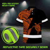 Hi Vis Polo Shirt  Reflective Tapes Orange Neon Turtle Hawaii Custom Name