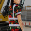 Red Neon Flowers Hi-Vis Polo Shirt