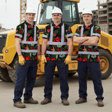 Hi Vis Polo Shirt Reflective Tapes Red Neon Flowers Custom Name Safety Workwear For Workers, Truckers, Operators