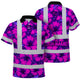 Violet Neon And Pink Flowers Hi-Vis Polo Shirt