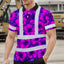 Violet Neon And Pink Flowers Hi-Vis Polo Shirt