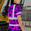 Violet Neon And Pink Flowers Hi-Vis Polo Shirt