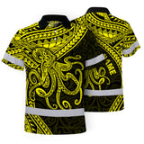 Hi Vis Polo Shirt Reflective Tapes Yellow Neon Hawaii Octopus Custom