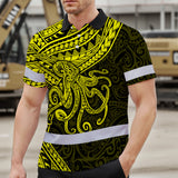Hi Vis Polo Shirt Reflective Tapes Yellow Neon Hawaii Octopus Custom