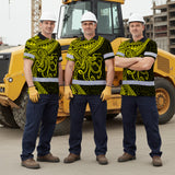 Hi Vis Polo Shirt Reflective Tapes Yellow Neon Hawaii Octopus Custom
